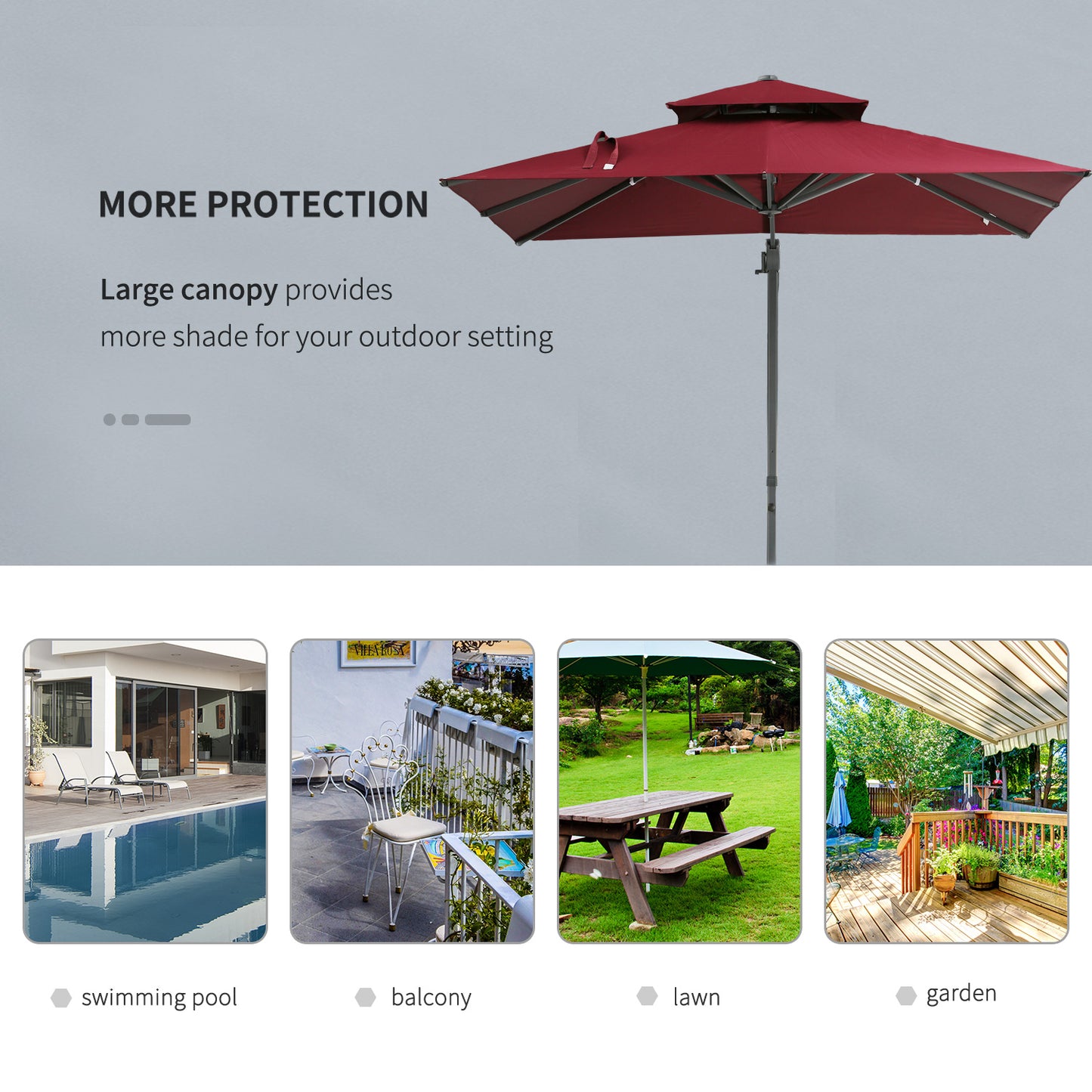 10ft Offset Patio Umbrella with 360-Degree Rotation - Red