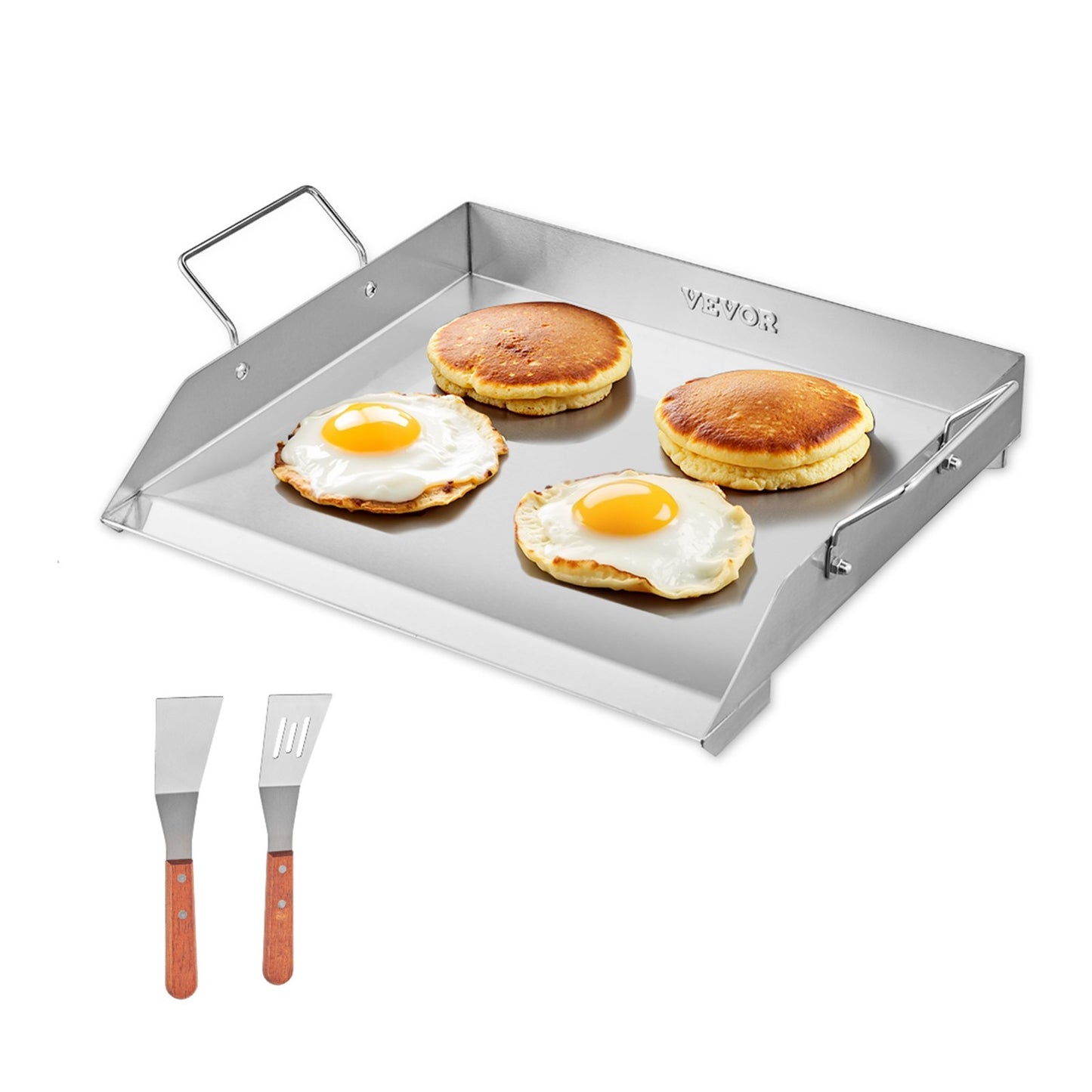 Stainless Steel Flat Top Griddle Pan - 18x16 Inch BBQ Cookware