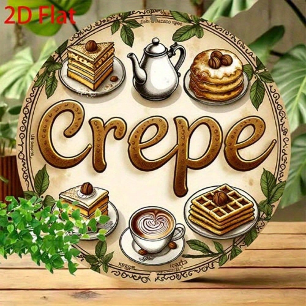 Vintage Round Metal Sign - Dessert Coffee Tea Pastries 8in