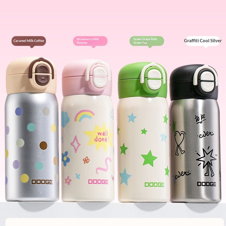 Portable Stainless Steel Flip-Lid Straw Cup for Outdoor Use