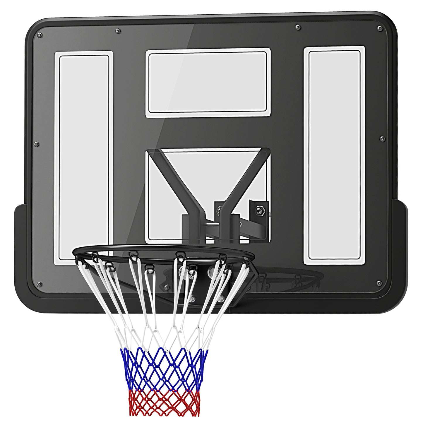 Wall Mounted Basketball Hoop with 43" Shatter Resistant Backboard - Black