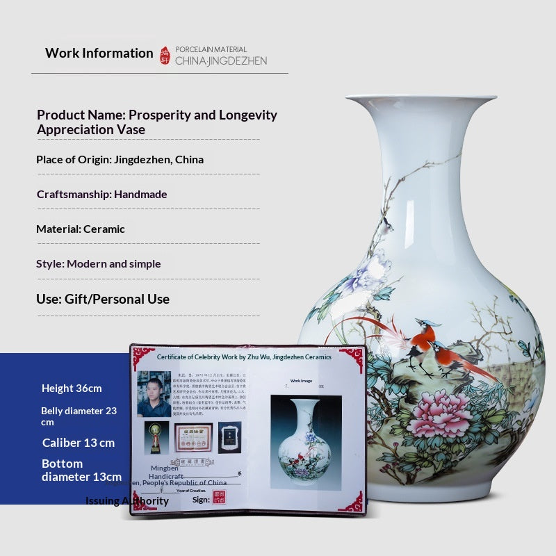 Chinese-Style Pastel Ceramic Vase with Floral & Landscape Designs