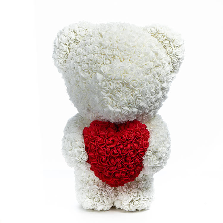 Immortal Rose Bear Heart Gift - Handmade Floral Decoration for Home & Party