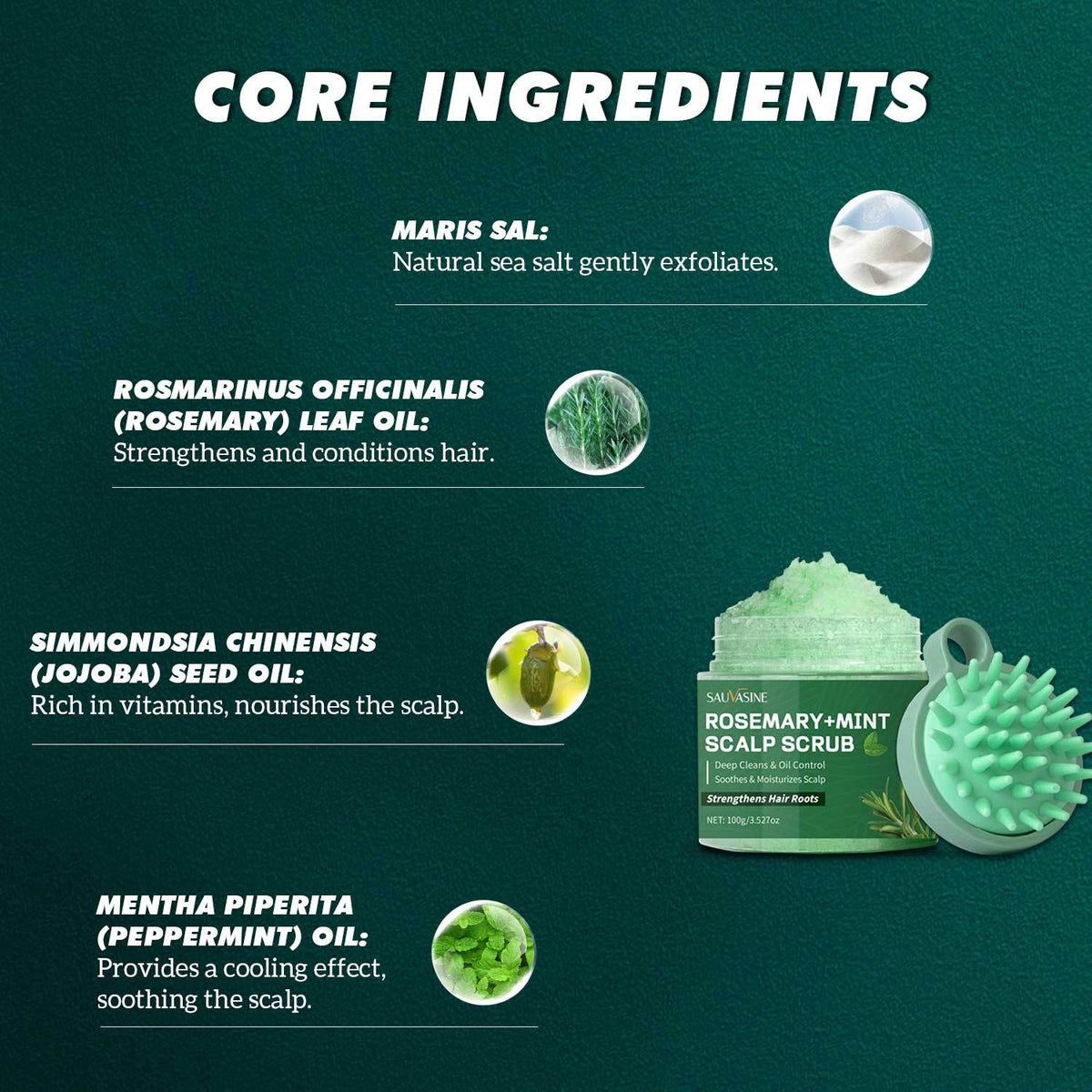 Rosemary Mint Scalp Scrub Shampoo with Massage Comb