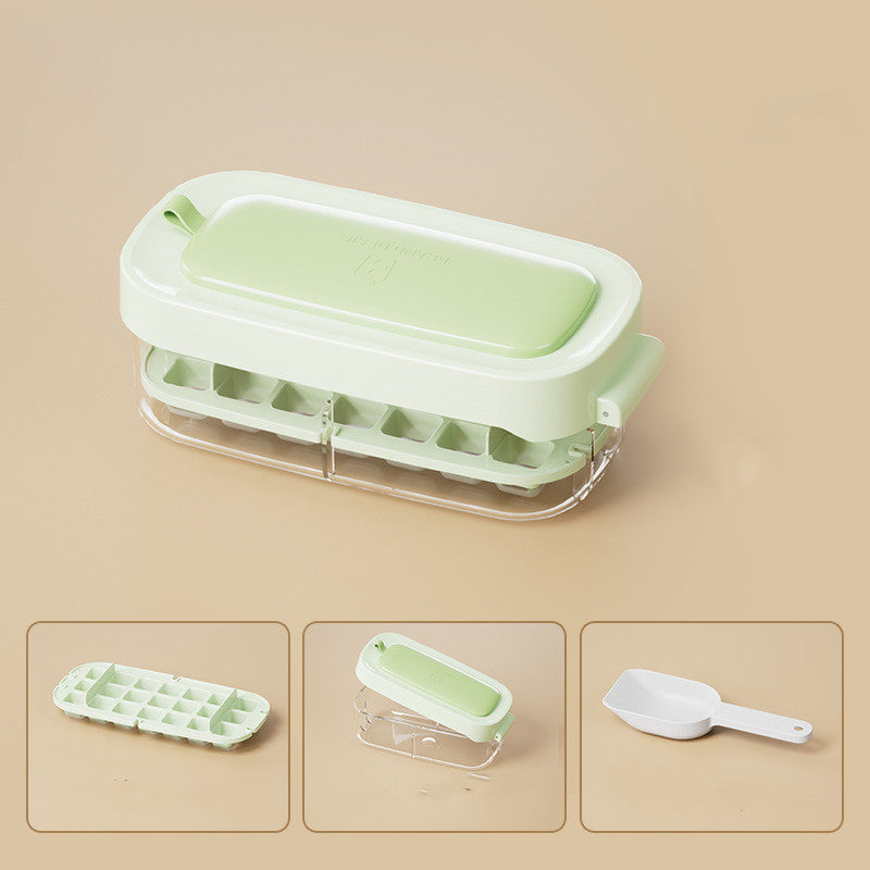 High Capacity Food Grade Ice Cube Tray with Storage & Shovel - Multiple Colors