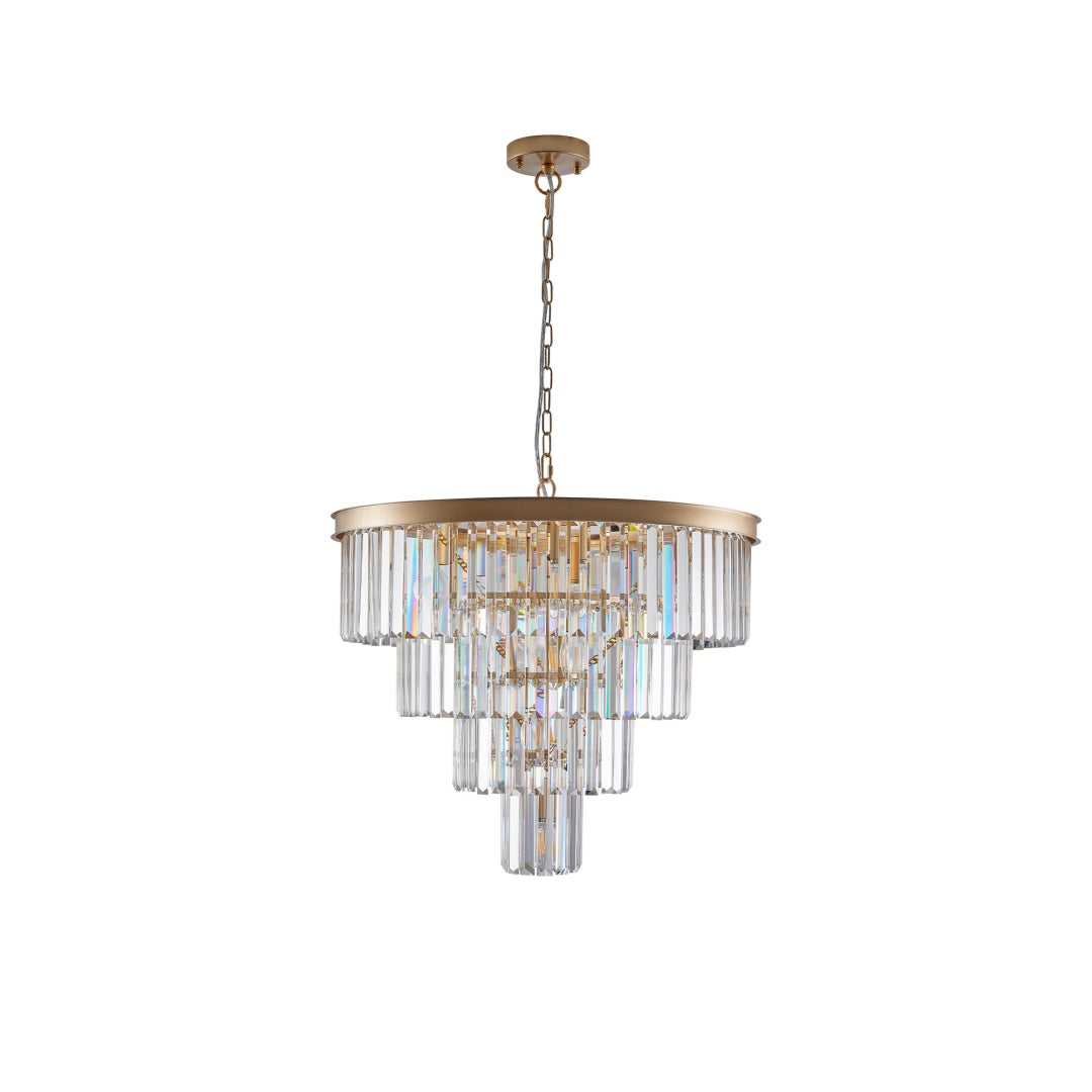 Elegant 4-Tier Golden Crystal Chandelier - 23.6x21.7 inch
