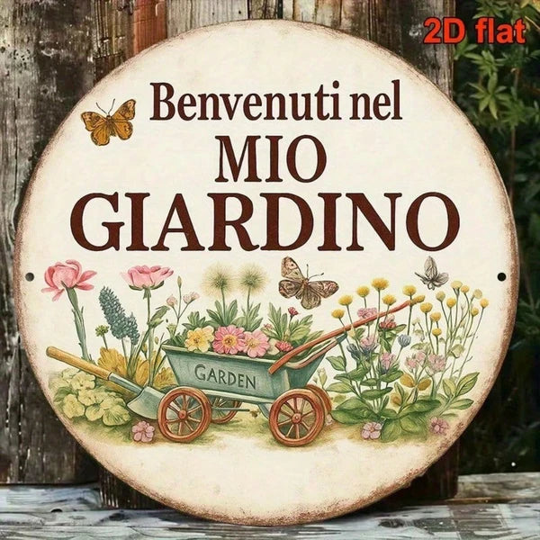Vintage Welcome to My Garden Sign - 8x8 Inch Aluminum Plaque