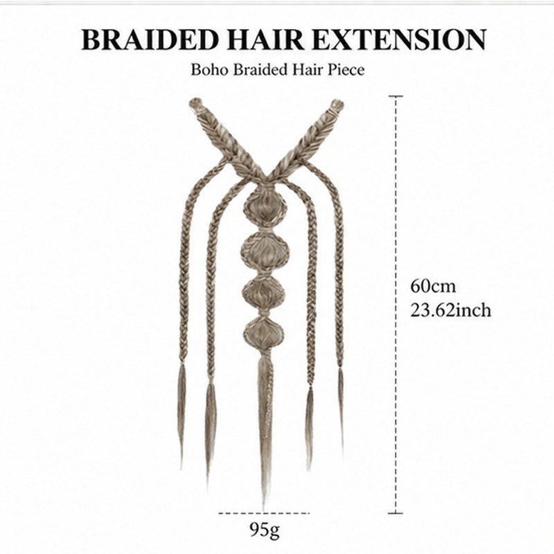 Bohemian Braided Synthetic Hair Wig for Women - High-Temperature Resistant Fiber