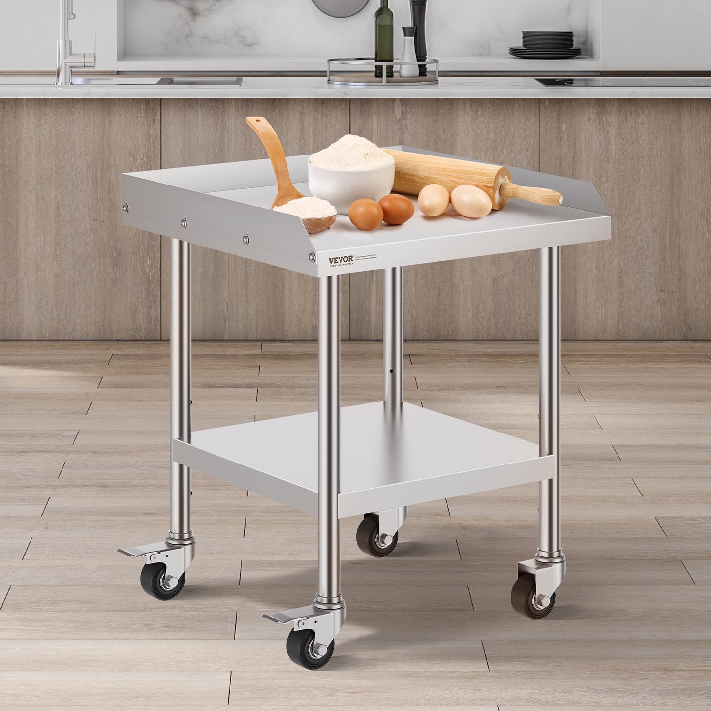 Stainless Steel Work Table - 24" x 24" x 30" with Wheels