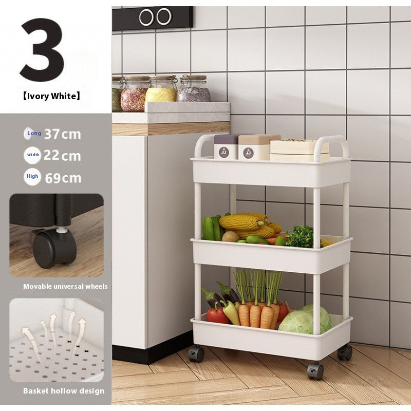 Multi-Layer Mobile Kitchen Trolley Rack with Wheels - Storage & Organization