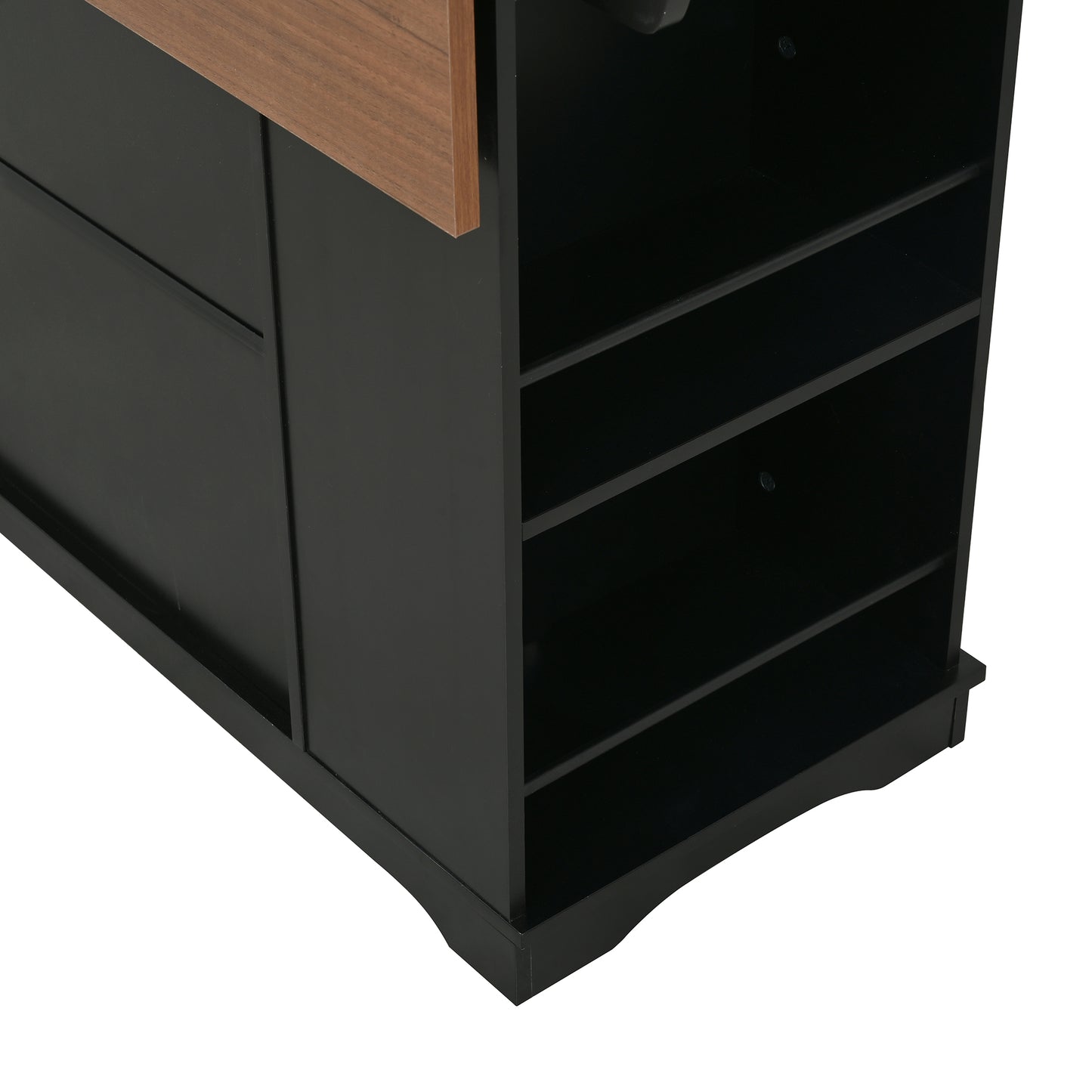 54" Mobile Kitchen Island with Glass Door Storage & Power Outlet