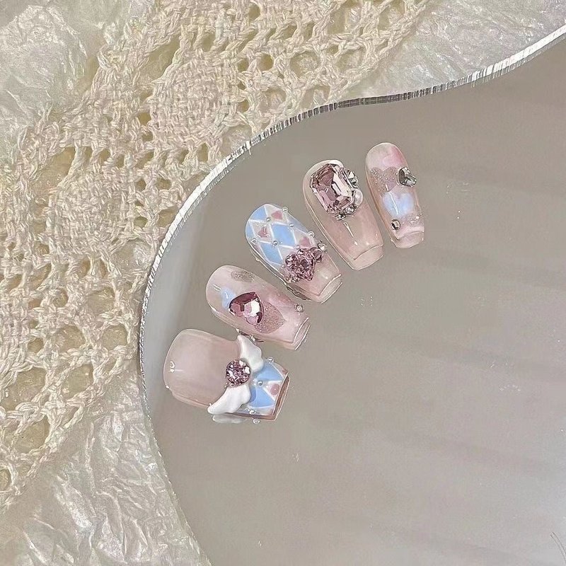 Angel Wings Nail Stickers - 10 Pieces with Glue