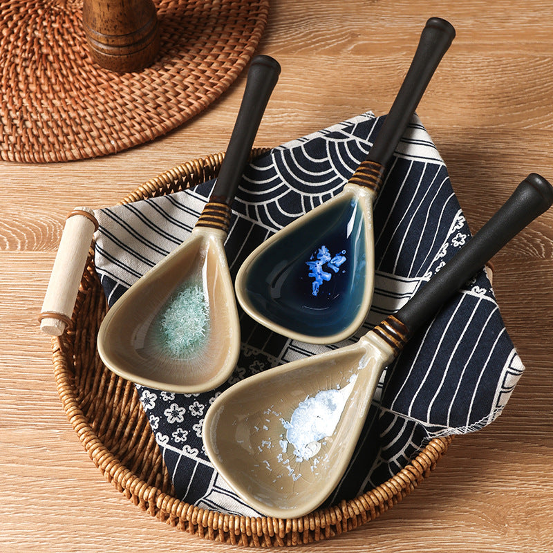 Ceramic Soup Spoon Set - Kiln Baked Vintage Flatware for Kitchen & Dining