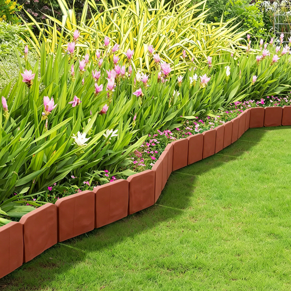 Plastic Lawn Edging 20-Piece Interlocking Garden Border for Flower Beds & Walkways