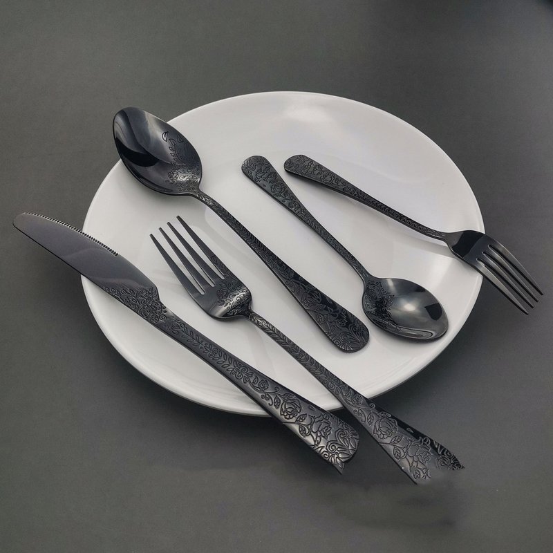 Stainless Steel Flatware Set with Knives, Spoons & Forks - Multiple Colors