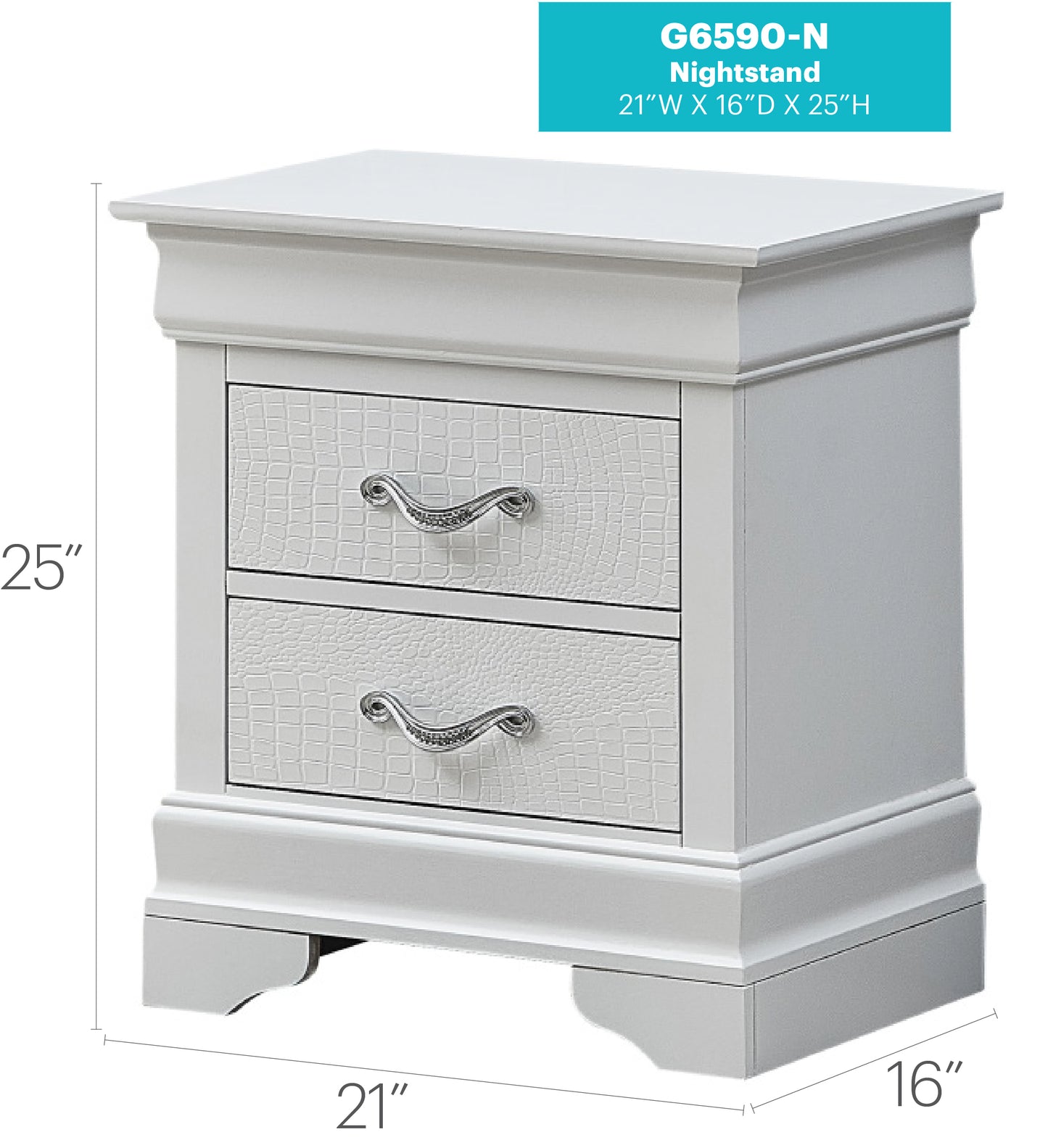 Elegant Transitional Nightstand In Silver Champagne