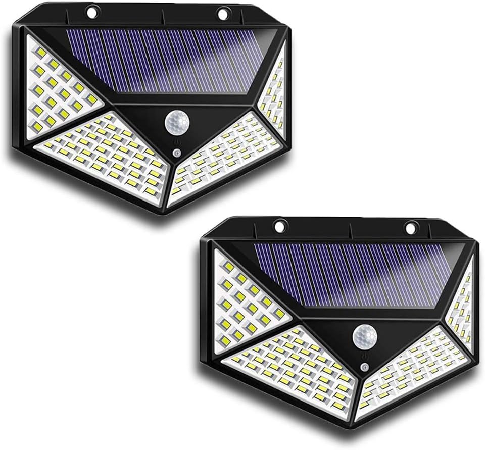 Outdoor Solar Motion Sensor Wall Lights 2-Pack Waterproof Security Lamps