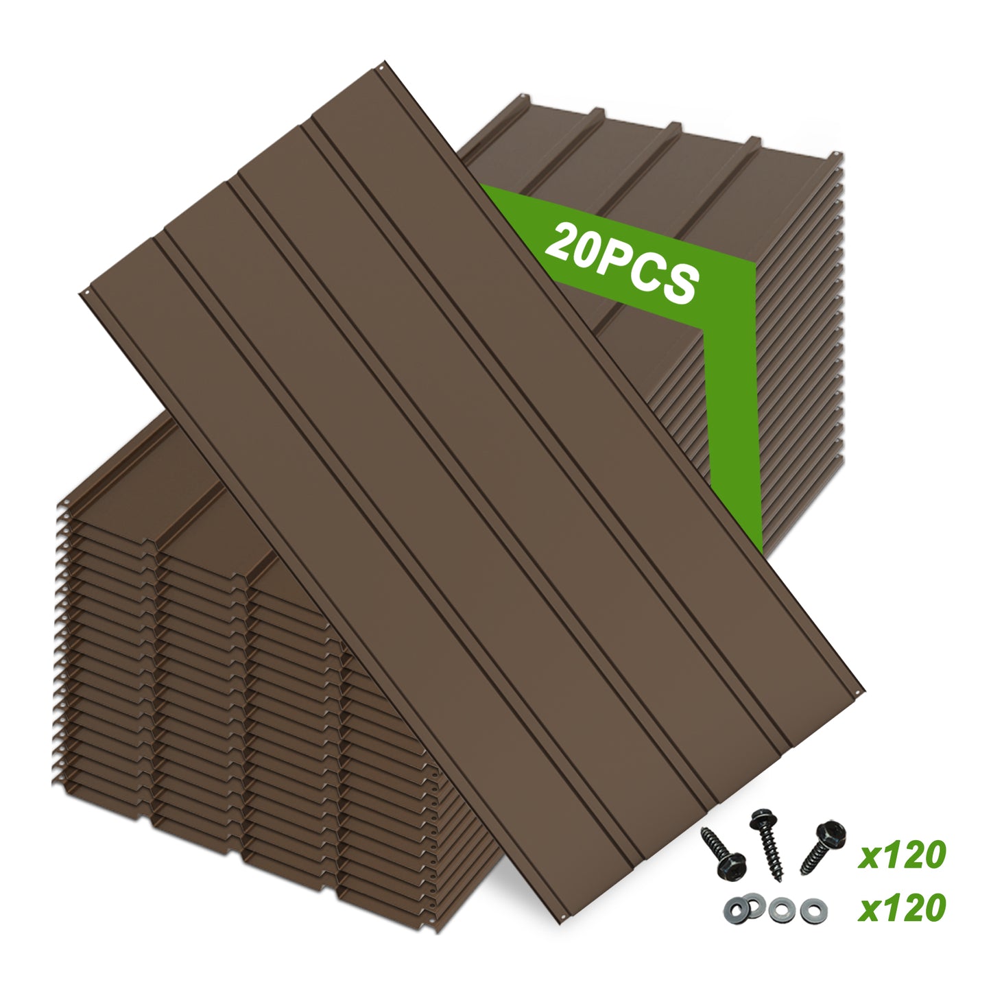 20 Pcs Metal Roofing Panels, 3.54 Ft X1.64 Galvanized Panels Siding