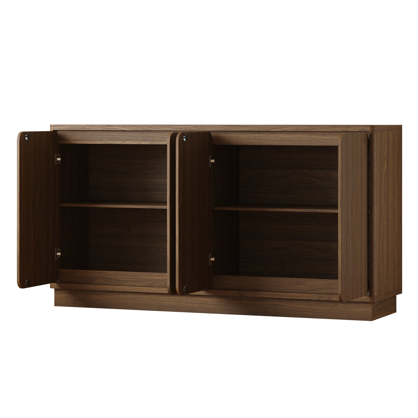 59.1" Walnut 4-Door Sideboard Buffet Cabinet with Adjustable Shelves