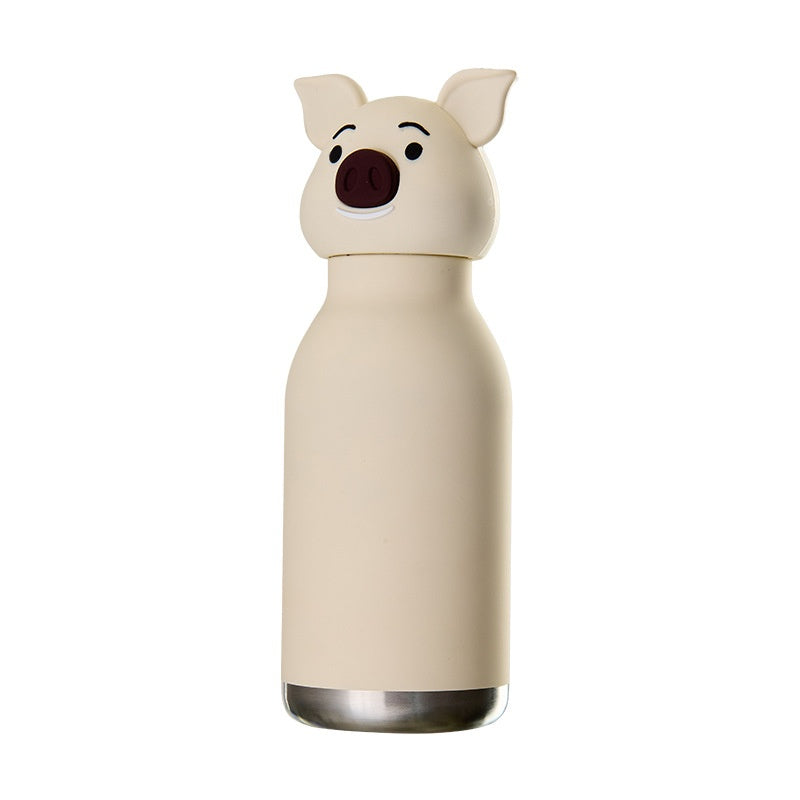 Cute Cartoon Pig Insulated Stainless Steel Cup - 450ml, Keeps Drinks Hot or Cold