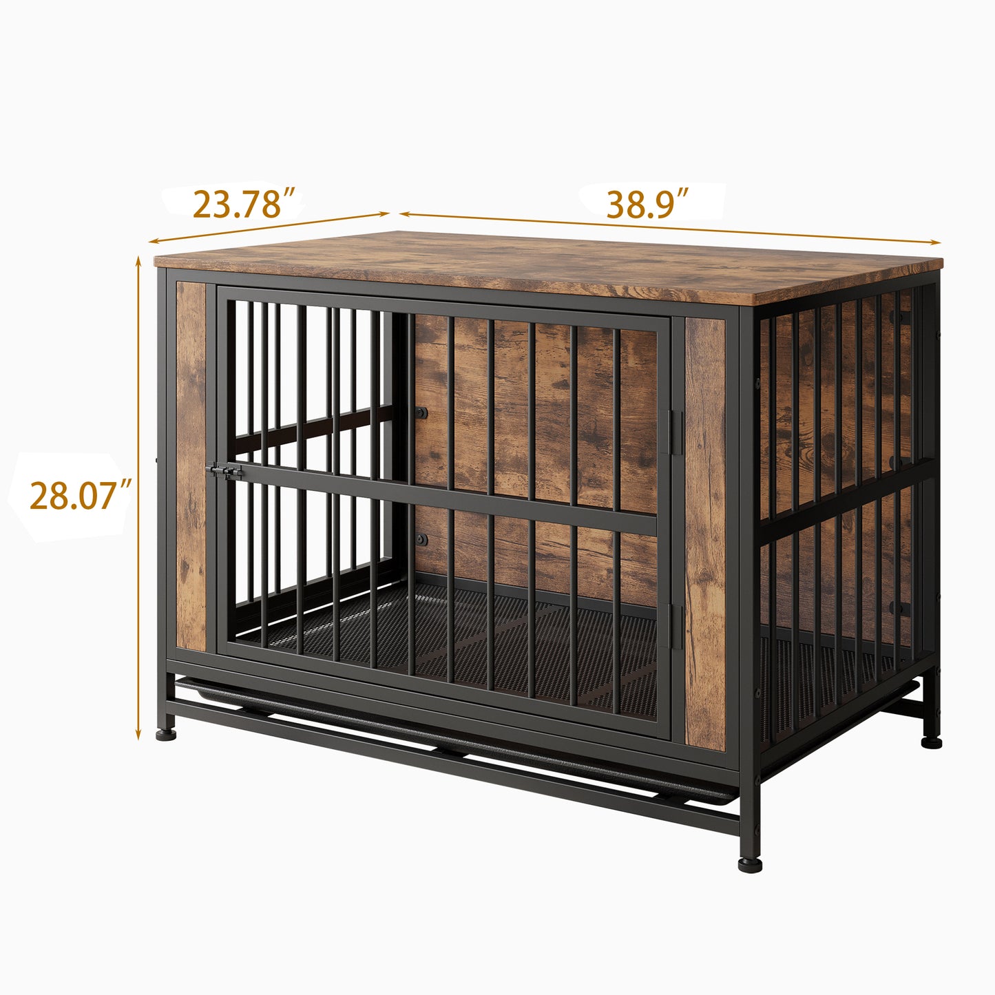 Wooden Dog Crate Table with Sliding Doors - Large Dog Kennel