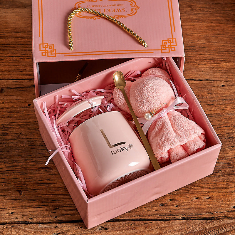 Cute Customized Ceramic Mug Set with Lid - Multiple Colors & Capacity