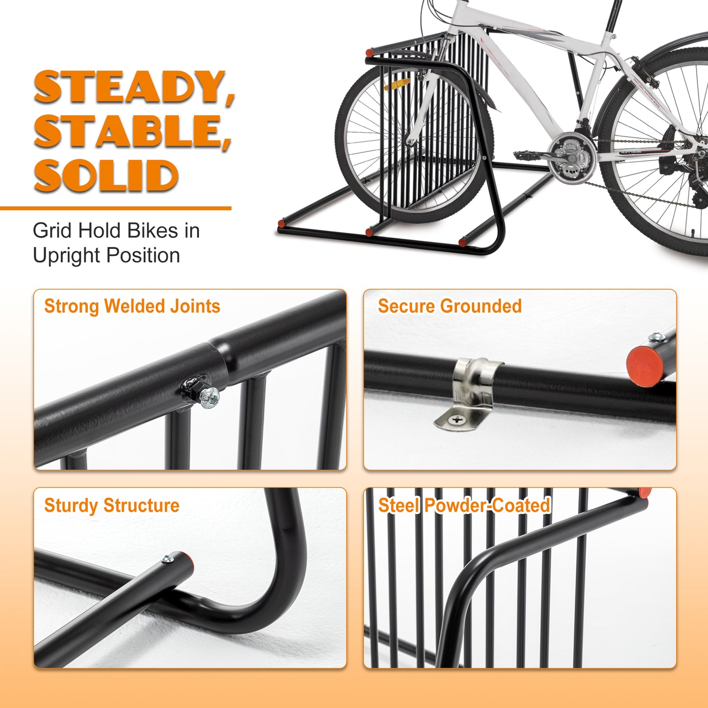 10 - Bike Floor Rack, Easy Assembly Modern Metal Double Sided