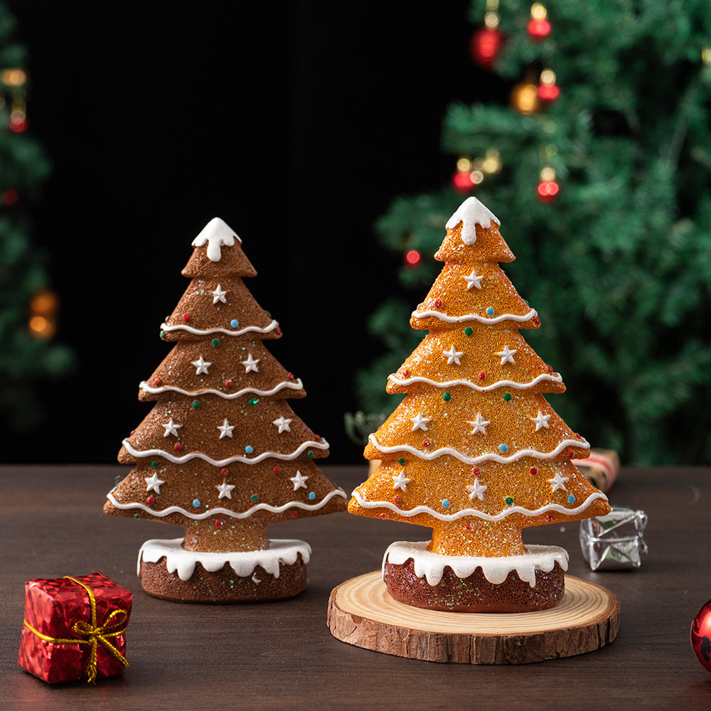 Ginger Cake Christmas Tree Decoration - Resin Holiday Scene