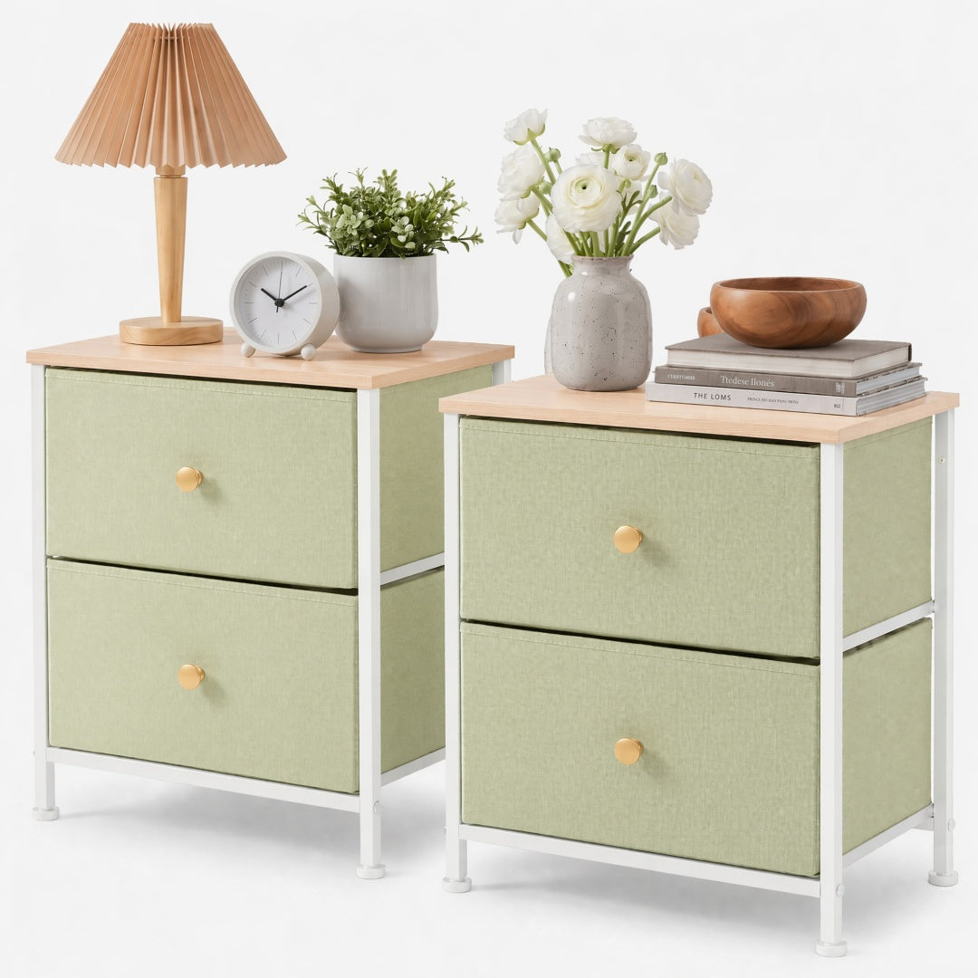 Double Drawer Bedside Table - Versatile Storage for Bedrooms & Living Rooms
