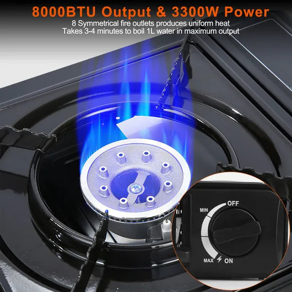 Portable Camping Stove - 3300W Dual Fuel Burner with Ignition
