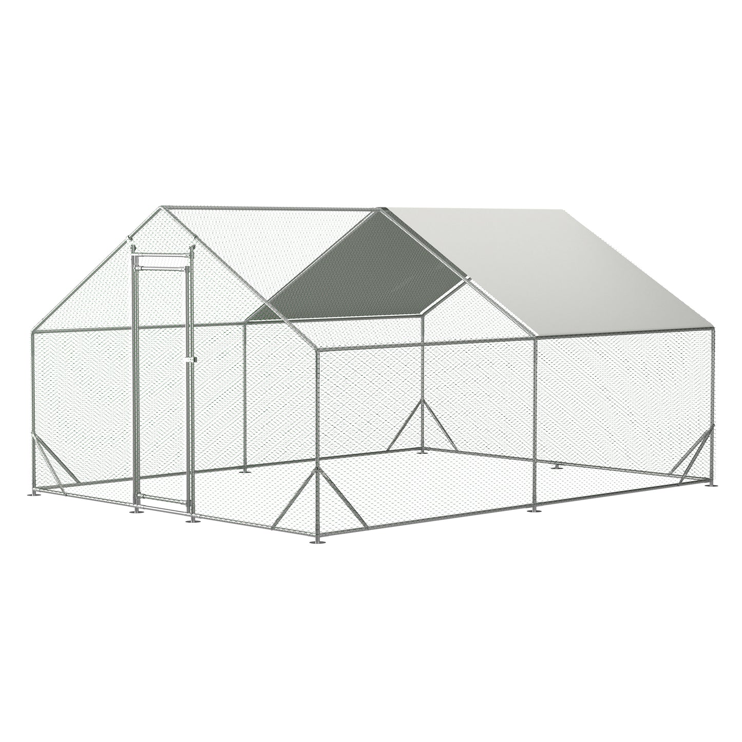 Large Metal Chicken Coop Walk-In Poultry Cage with Waterproof Cover - Multiple Sizes