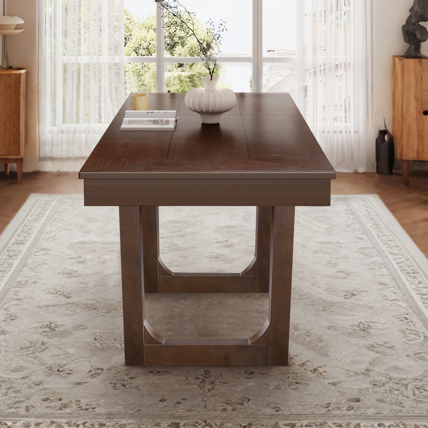 60 -78 Extendable Dining Table, Farmhouse Wooden Kitchen Table With