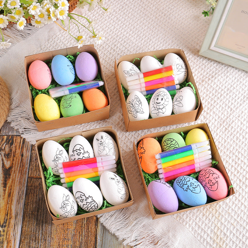 Easter Hand-Painted Egg Decorations Set - Multiple Styles & Sizes