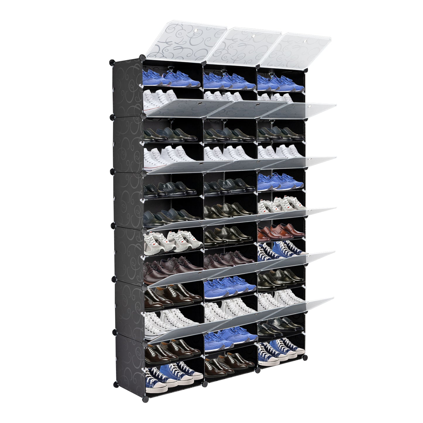12-Tier Portable 72 Pair Shoe Rack Organizer 36 Grids Tower Shelf