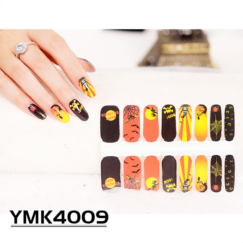 Halloween Skull & Autumn Leaf Nail Stickers - Adhesive Nail Art Decals