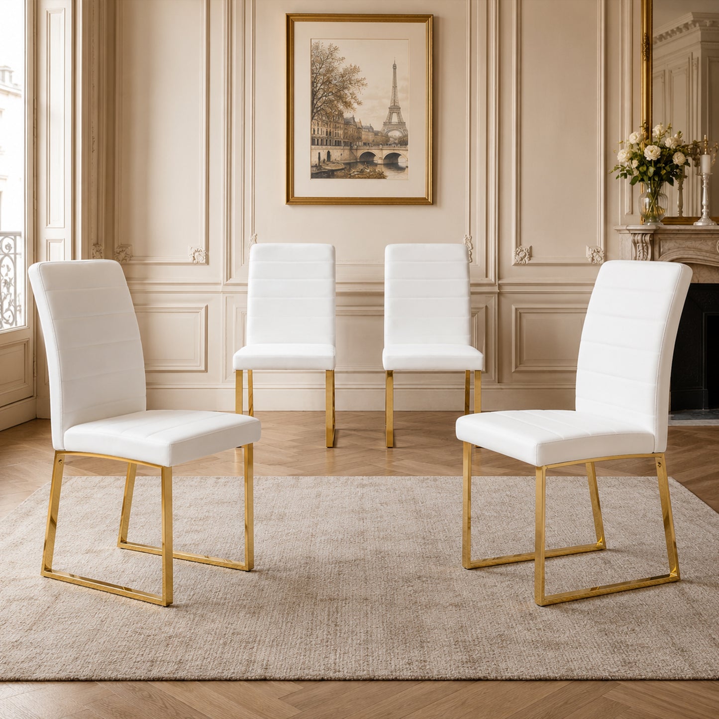 4-Pack - Heavy-duty Chairs Set 2.1 Thick Cushion, Iron Frame, Perfect