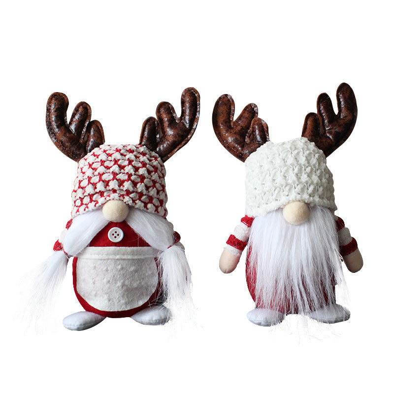 Christmas Antler Faceless Old Man Doll Decor for Holiday Festive Home