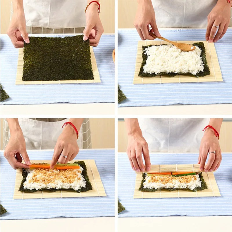 DIY Sushi Roll Maker Kit with Bamboo Mat - Vegetable & Rice Wraps