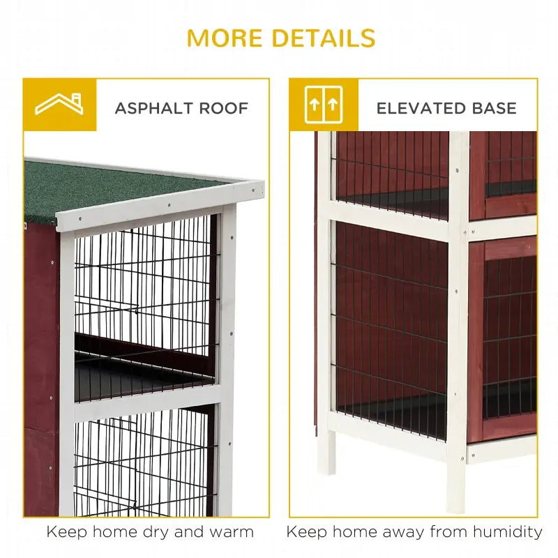 Large 2-Story Rabbit Hutch Pet Cage with Lockable Doors and Removable Trays