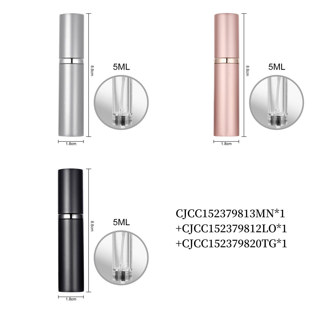 Portable Perfume Sprayer Bottle Set - Refillable Travel Atomizer with 9ML Capacity