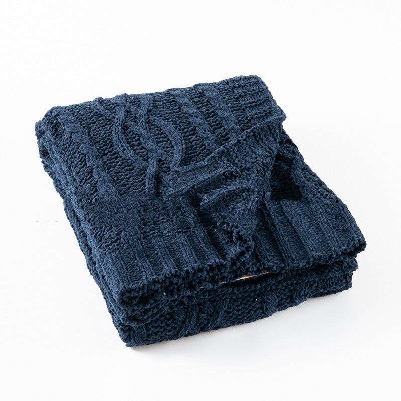 Heavy Weight Knitted Blanket - Thick Chenille Bed Cover for Home & Bedroom
