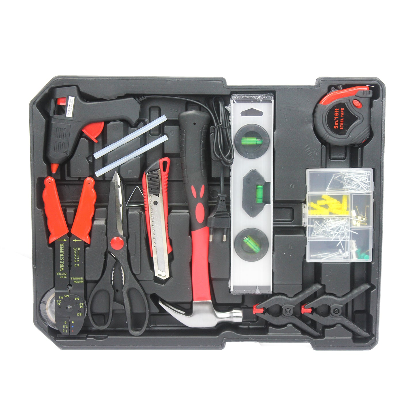Portable Hand Tool Box with 4 Layer Toolset and Wheels - Black or White