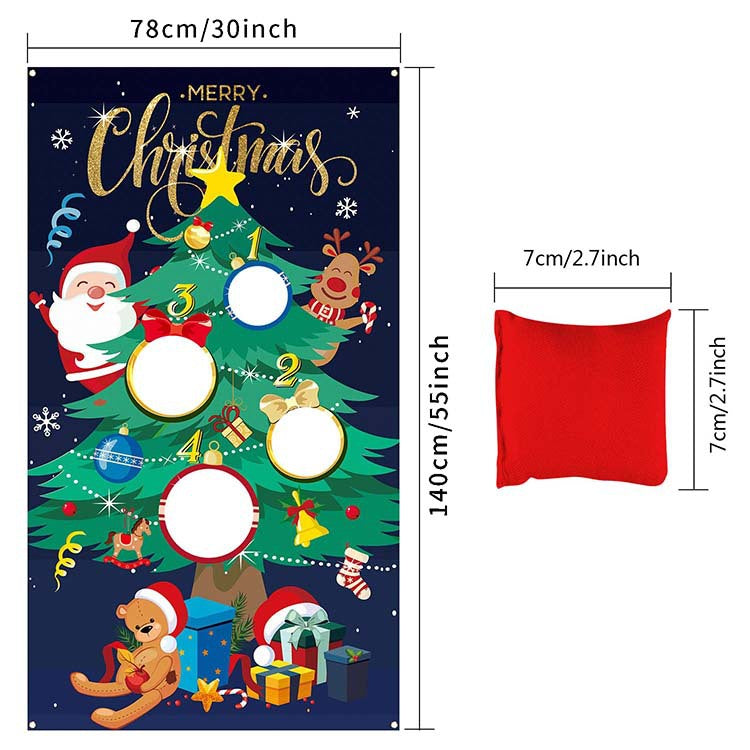 Holiday Throwing Game Flag Set for Party & Festival Decorations - Includes Santa, Christmas Tree & Snowman Styles