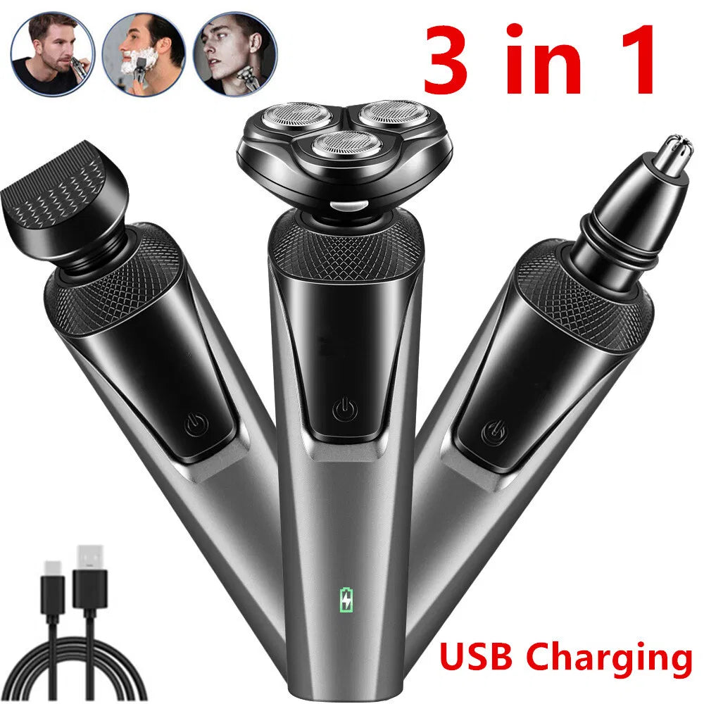 4D Rotary Electric Shaver for Men - Waterproof Wet & Dry Cordless Razor - Gray