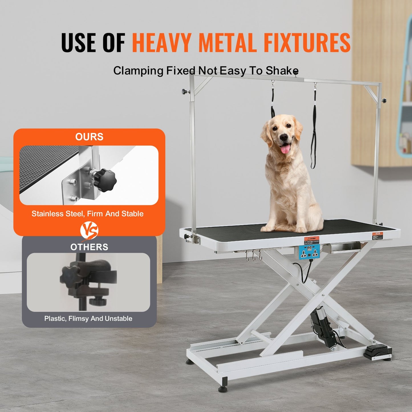 50' Heavy Duty Electric Pet Grooming Table for Large Dogs - Height Adjustable, Anti-Slip Surface, Supports 400LBS