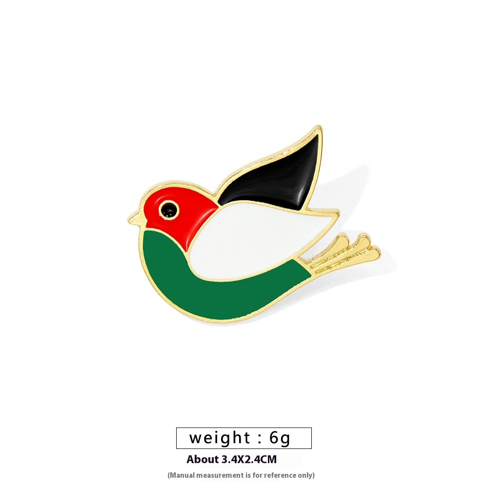 Free Palestine Flag Brooch Pin - Gold & Black Badge for Clothes & Accessories