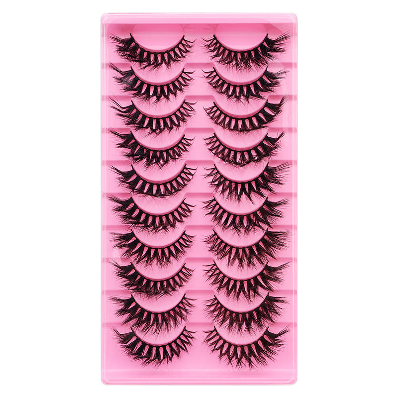 False Eyelashes 10 Pairs Natural Thick Curl L Pink Ladder LD Series Set