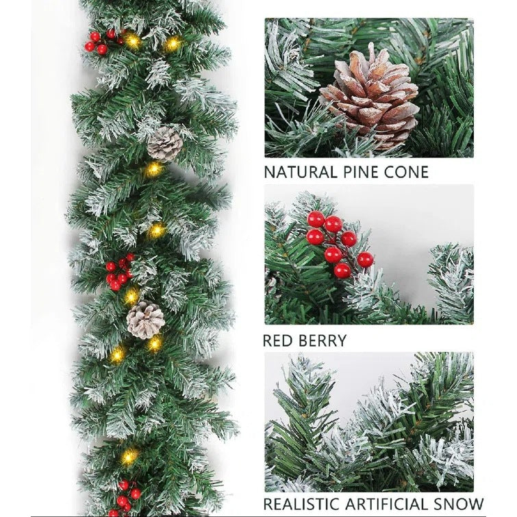 PVC Rattan Garland Christmas Decoration - White & Pine Variants