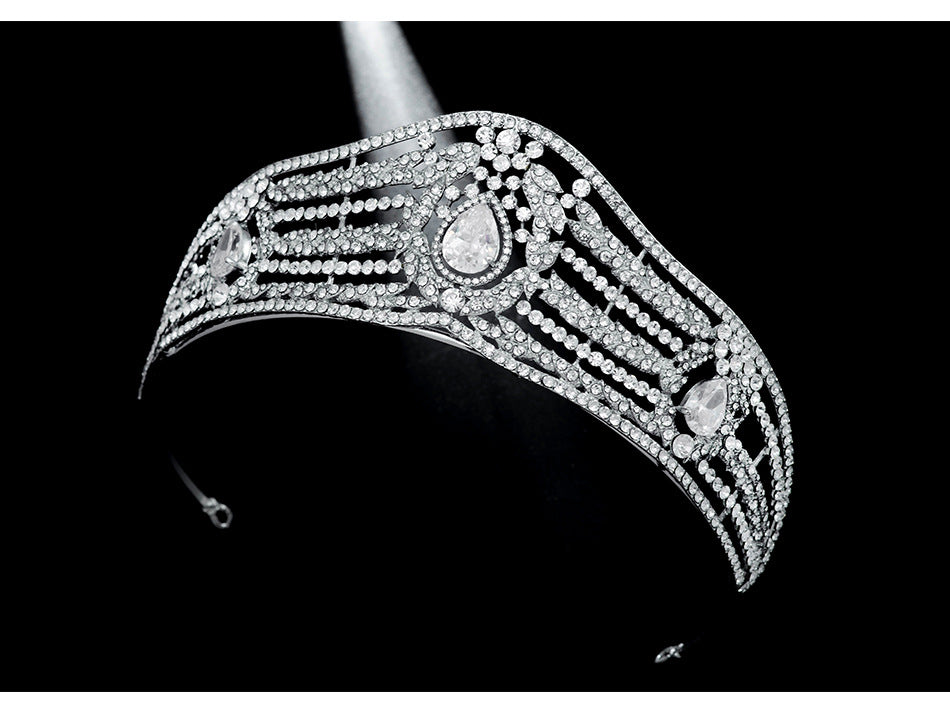 Zircon Bridal Crown Tiara - Silver Alloy Rhinestone
