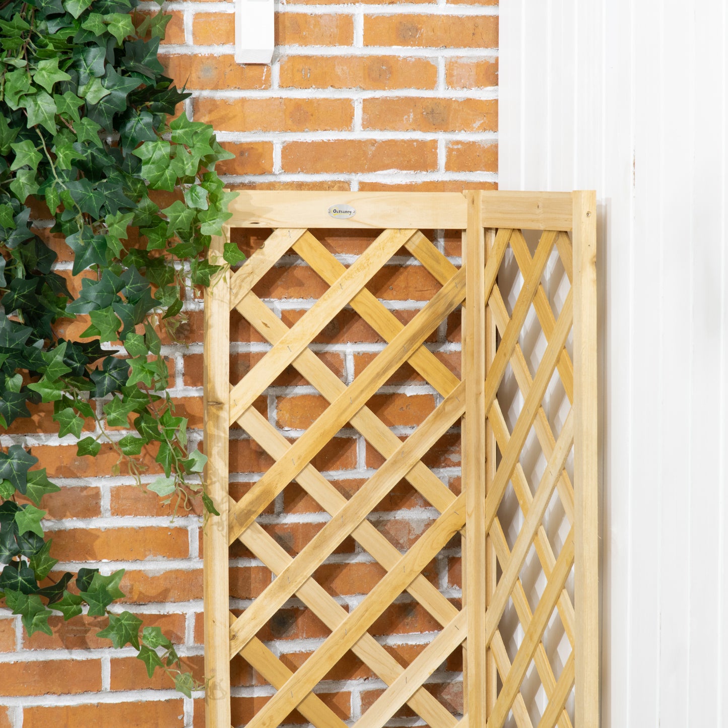 Wooden Raised Garden Bed with Trellis for Vines Vegetables Herbs - Natural 1560x440x90mm
